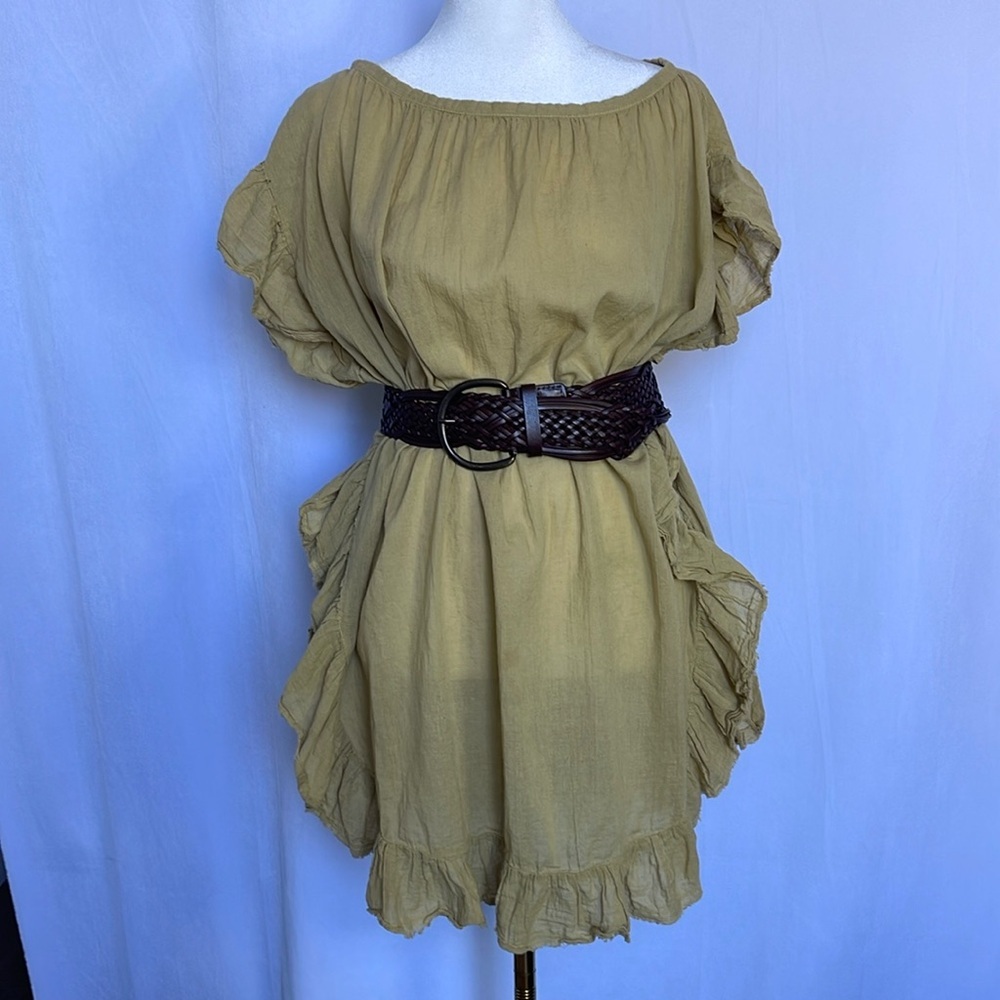 Jen's Pirate Booty Wild Flower Tunic Open Sides Ruffle Natural OS Boho Pullover